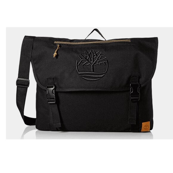 Timberland Mendum Pond Messenger Bag NWT Black Water-Resistant Laptop Crossbody - Picture 2 of 12